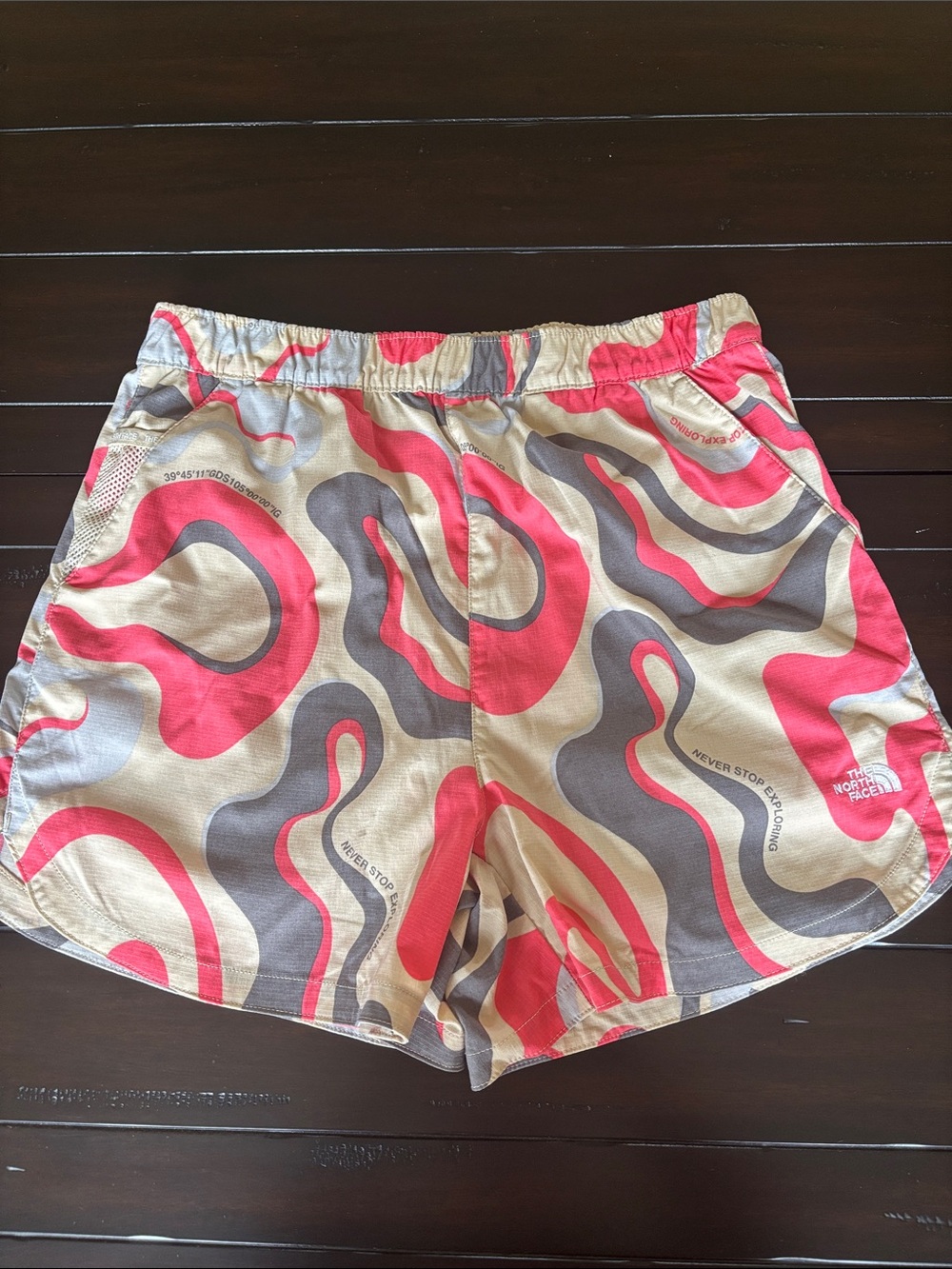 The North Face Women's Pink & Beige Swirl Athletic Shorts